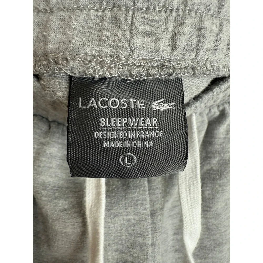 Lacoste Mens Sleepwear Lounge Pants‎ Track Joggers Gray Black Gold Side Stripe L